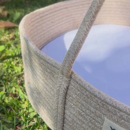 infant cotton rope moses basket outdoor setting