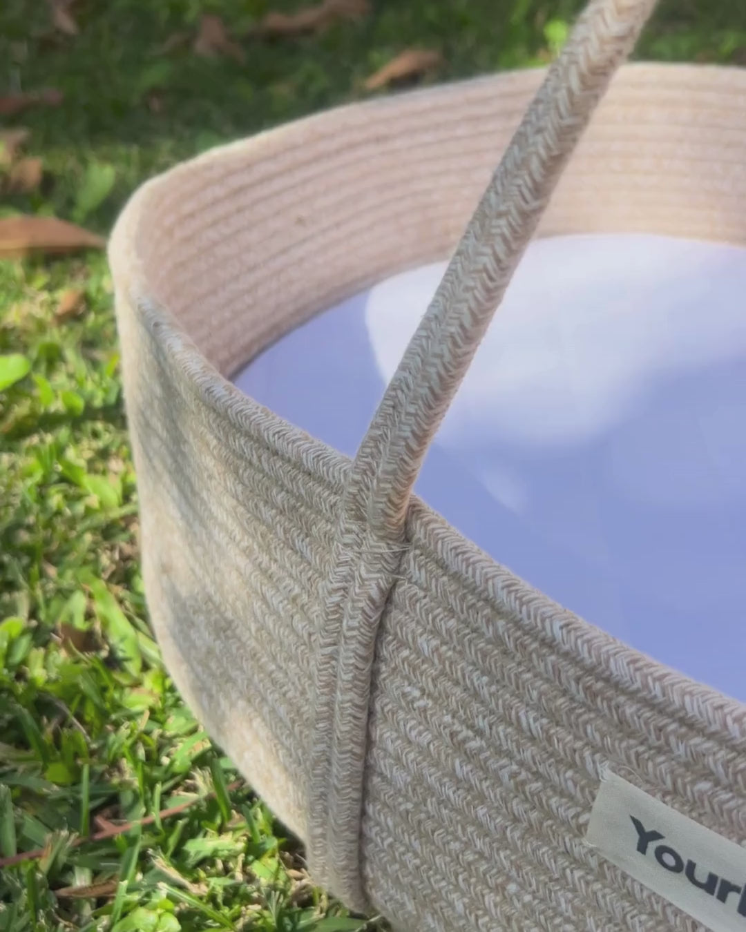 infant cotton rope moses basket outdoor setting